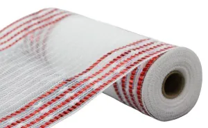 10" Foil/Snowball Border Mesh: White, Iridescent, Red (10 Yards) RY8213A2