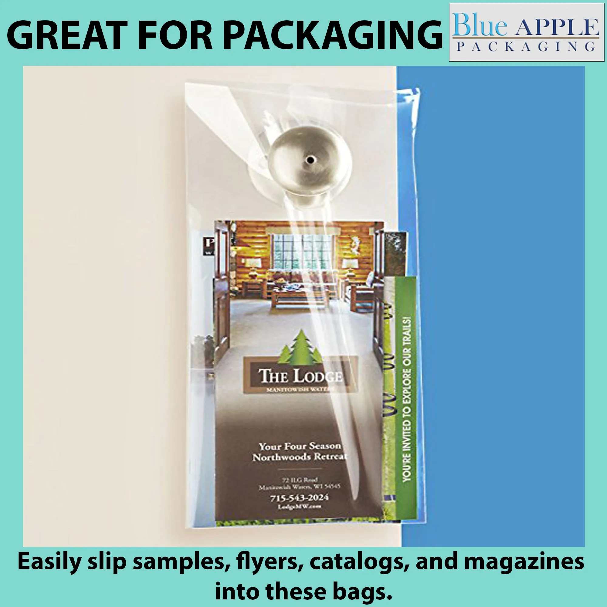 10X15 inches   1.5 inch Lip Door Knob Bags 0.65 Mil Polypropylene