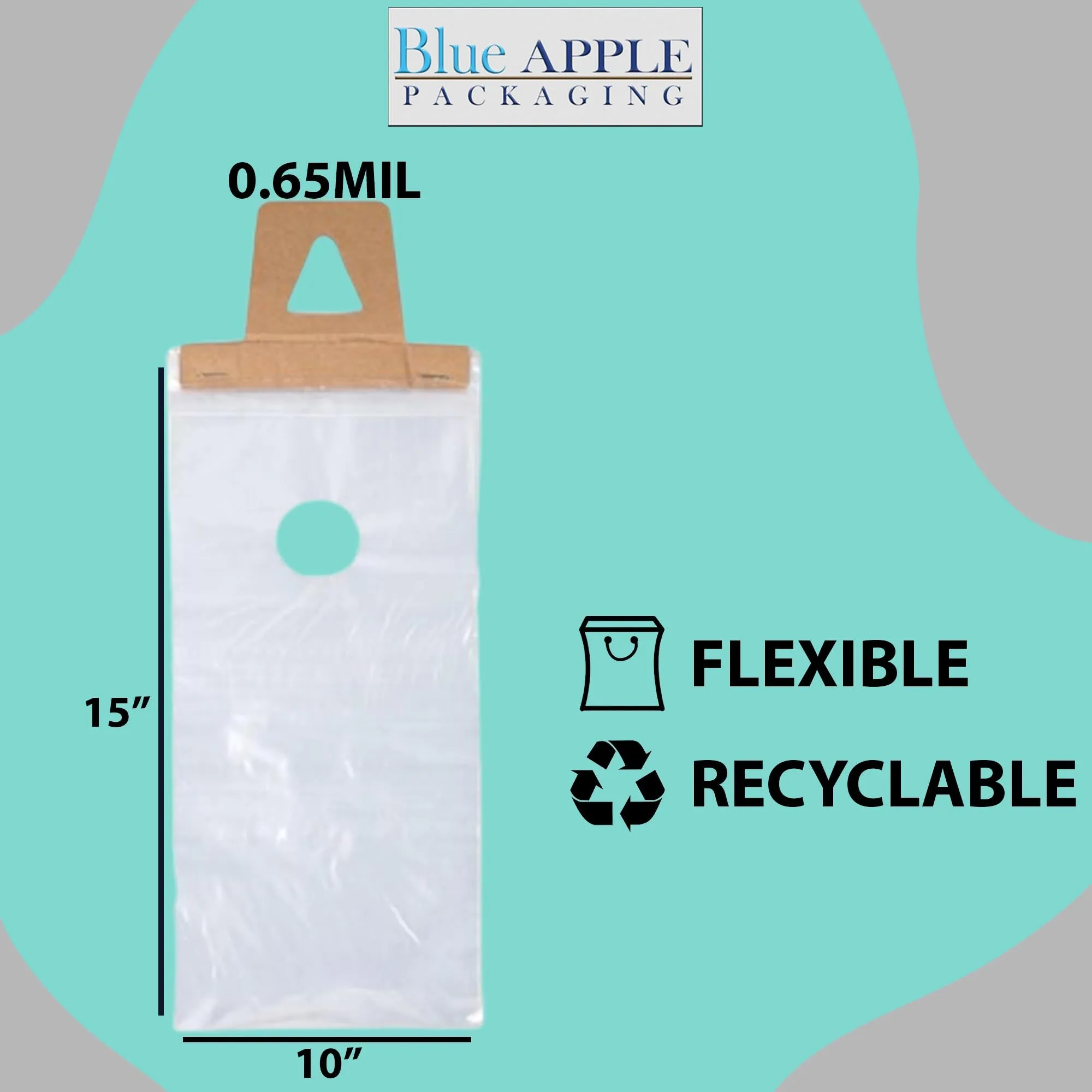 10X15 inches   1.5 inch Lip Door Knob Bags 0.65 Mil Polypropylene