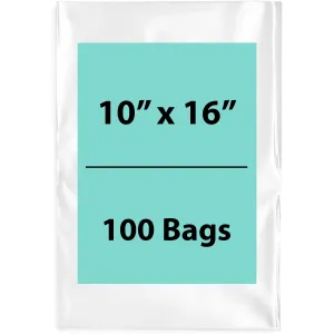 10X16 inches Clear Flat Poly Bags 2Mil Open Top (LDPE)