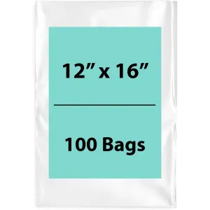12X16 inches Clear Flat Poly Bags 3Mil Open Top (LDPE)