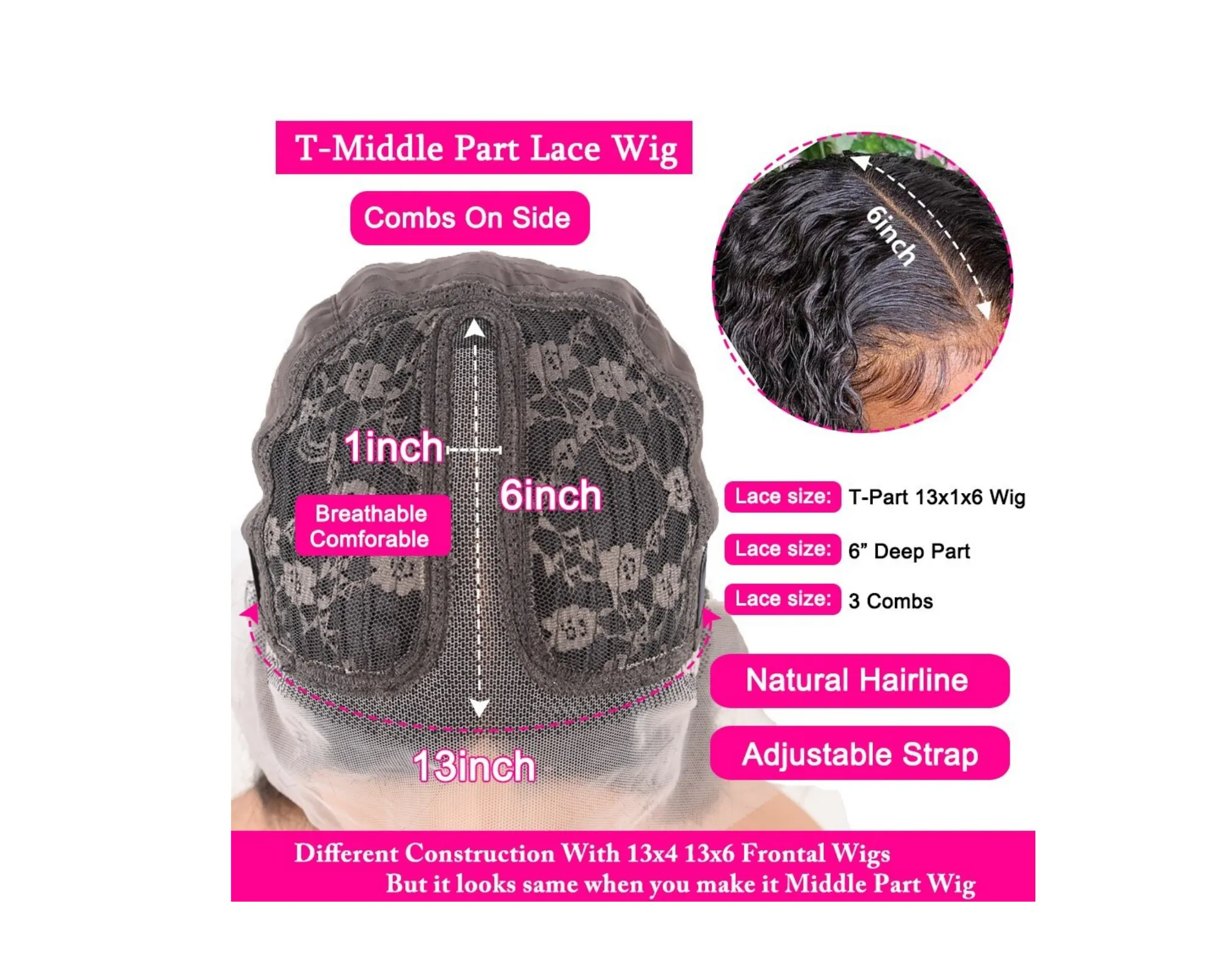 13x1x4 Loose Wave 13x1x6 T part Lace Transparent Human Hair Wigs 180%