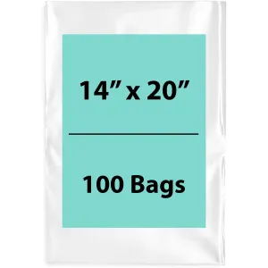 14X20 inches Clear Flat Poly Bags 3Mil Open Top (LDPE)