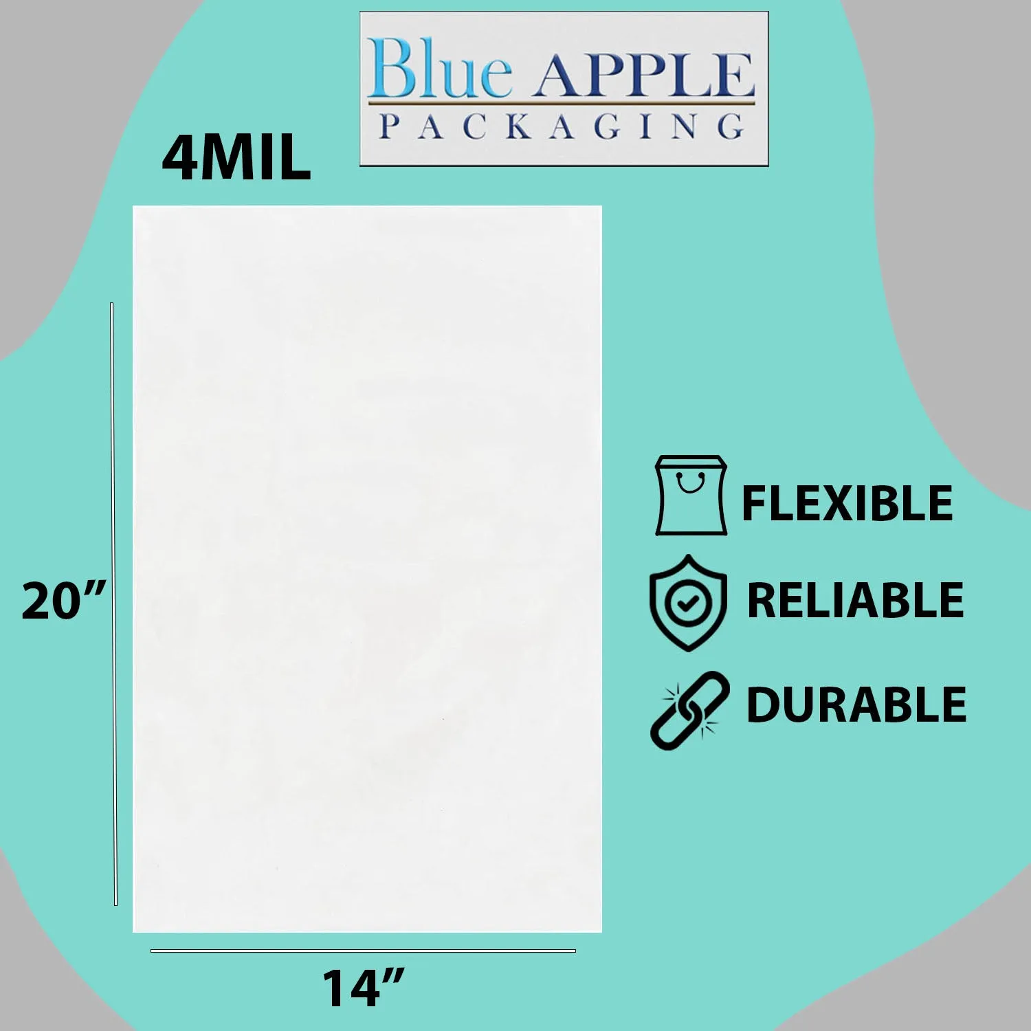 14X20 inches Clear Flat Poly Bags 4Mil Open Top (LDPE)