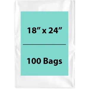 18X24 inches Clear Flat Poly Bags 1.5Mil Open Top (LDPE)