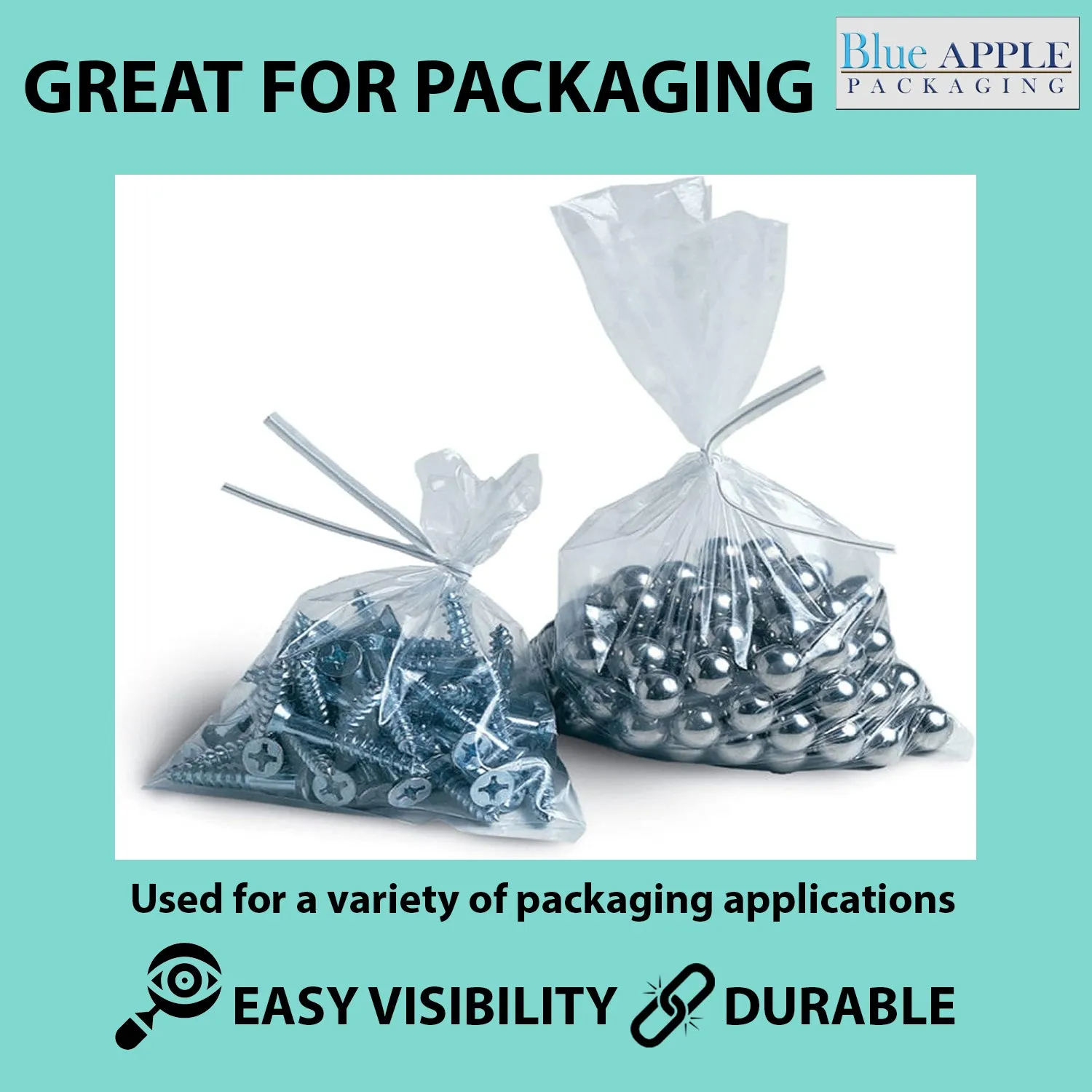 18X24 inches Clear Flat Poly Bags 1.5Mil Open Top (LDPE)