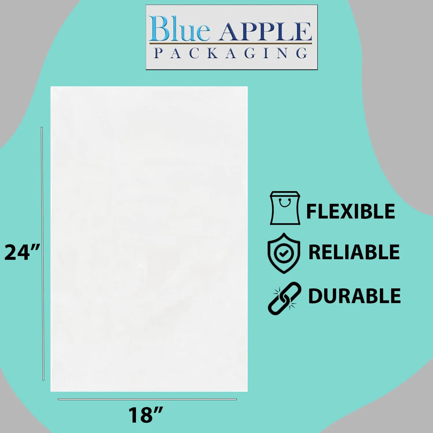 18X24 inches Clear Flat Poly Bags 1.5Mil Open Top (LDPE)