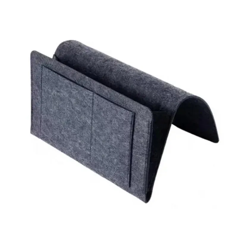 1pc Felt Bedside Storage Bag Pouch Bed Desk Bag Sofa TV Remote Control Hanging Caddy Couch Storage Organizer Bed Holder Pockets