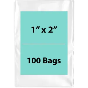 1X2 inches Clear Flat Poly Bags 2Mil Open Top (LDPE)