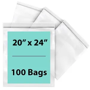 20X24 inches Reclosable Single Line Zipper Poly Bags 2 Mil (LDPE)