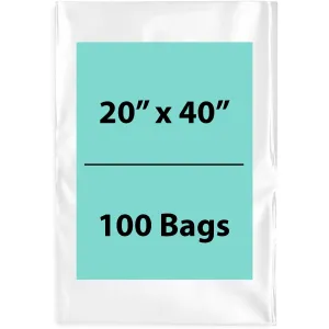 20X40 inches Clear Flat Poly Bags 1.5Mil Open Top (LDPE)
