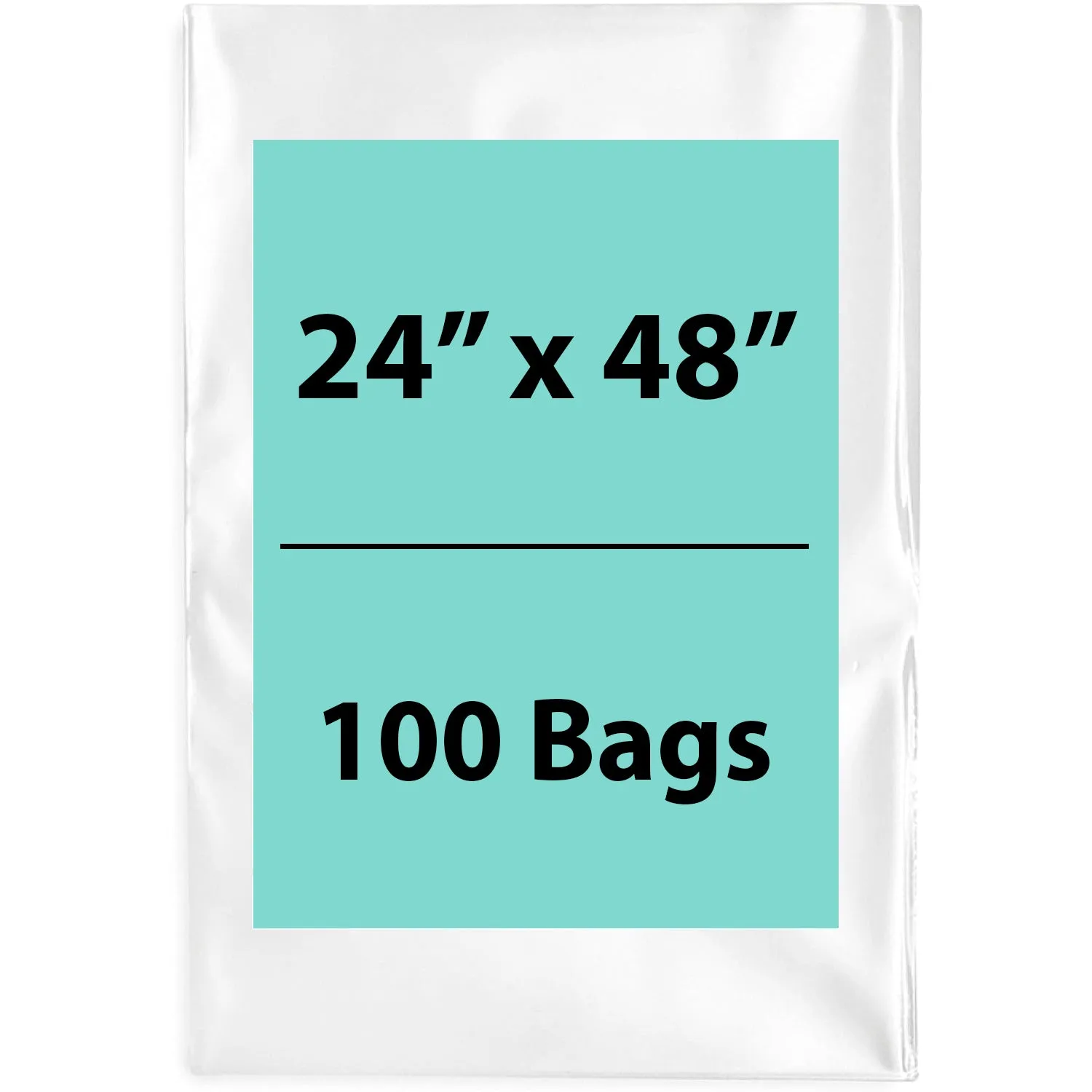 24X48 inches Clear Flat Poly Bags 2Mil Open Top (LDPE)