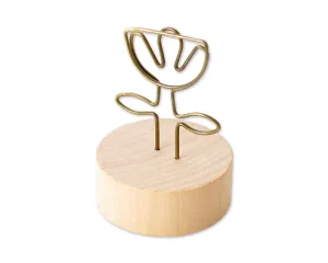 2&quot; Paper Photo Clip Memo Card Wood Base Holder Table Decor - Flower