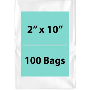 2X10 inches Clear Flat Poly Bags 1.5Mil Open Top (LDPE)