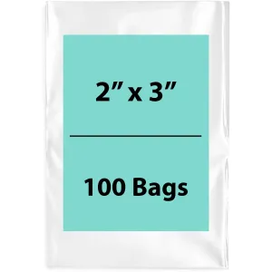 2X3 inches Clear Flat Poly Bags 2Mil Open Top (LDPE)