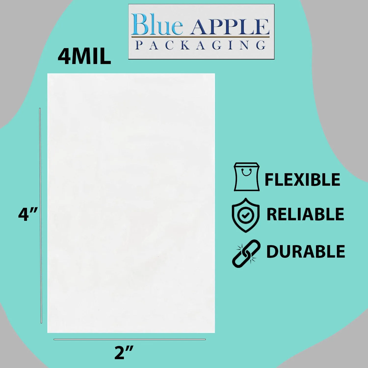 2X4 inches Clear Flat Poly Bags 4Mil Open Top (LDPE)