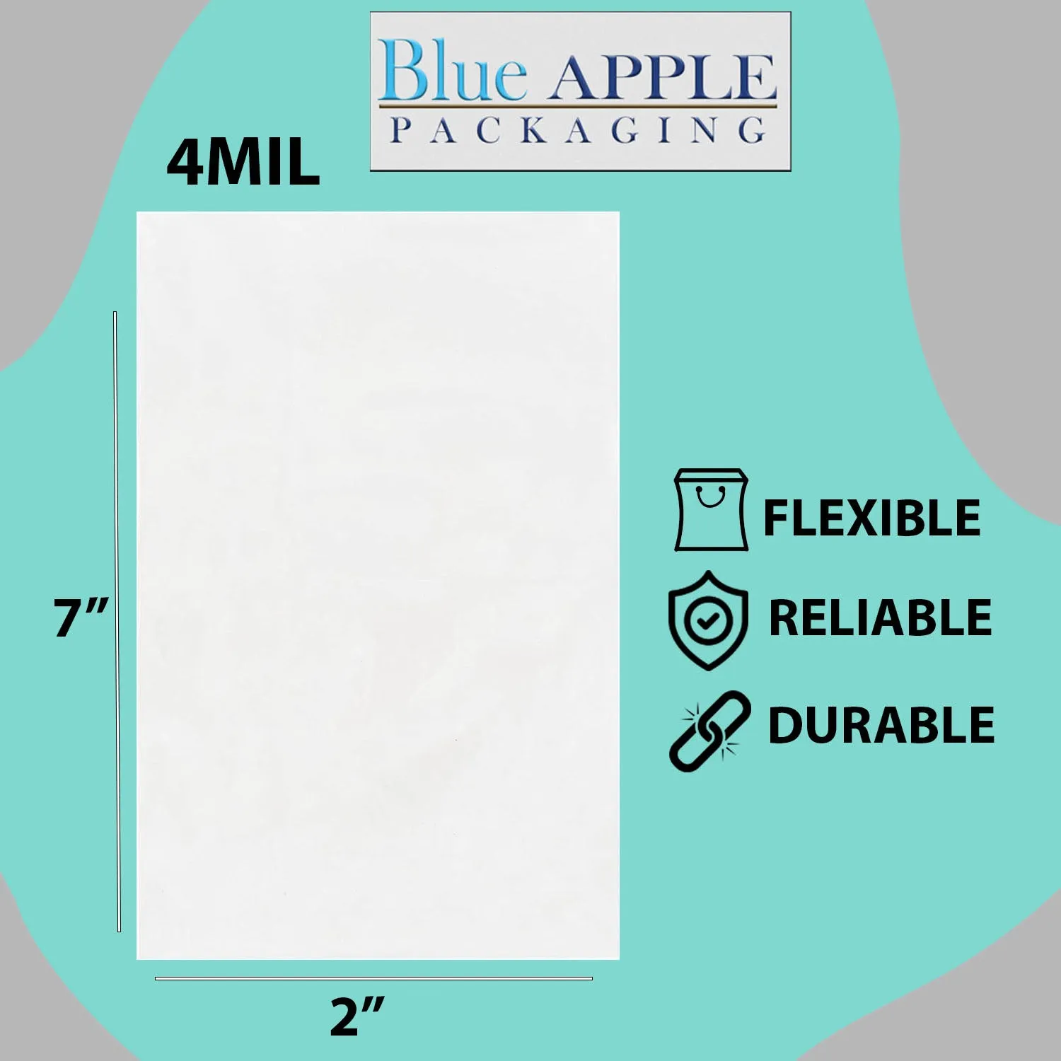 2X7 inches Clear Flat Poly Bags 4Mil Open Top (LDPE)