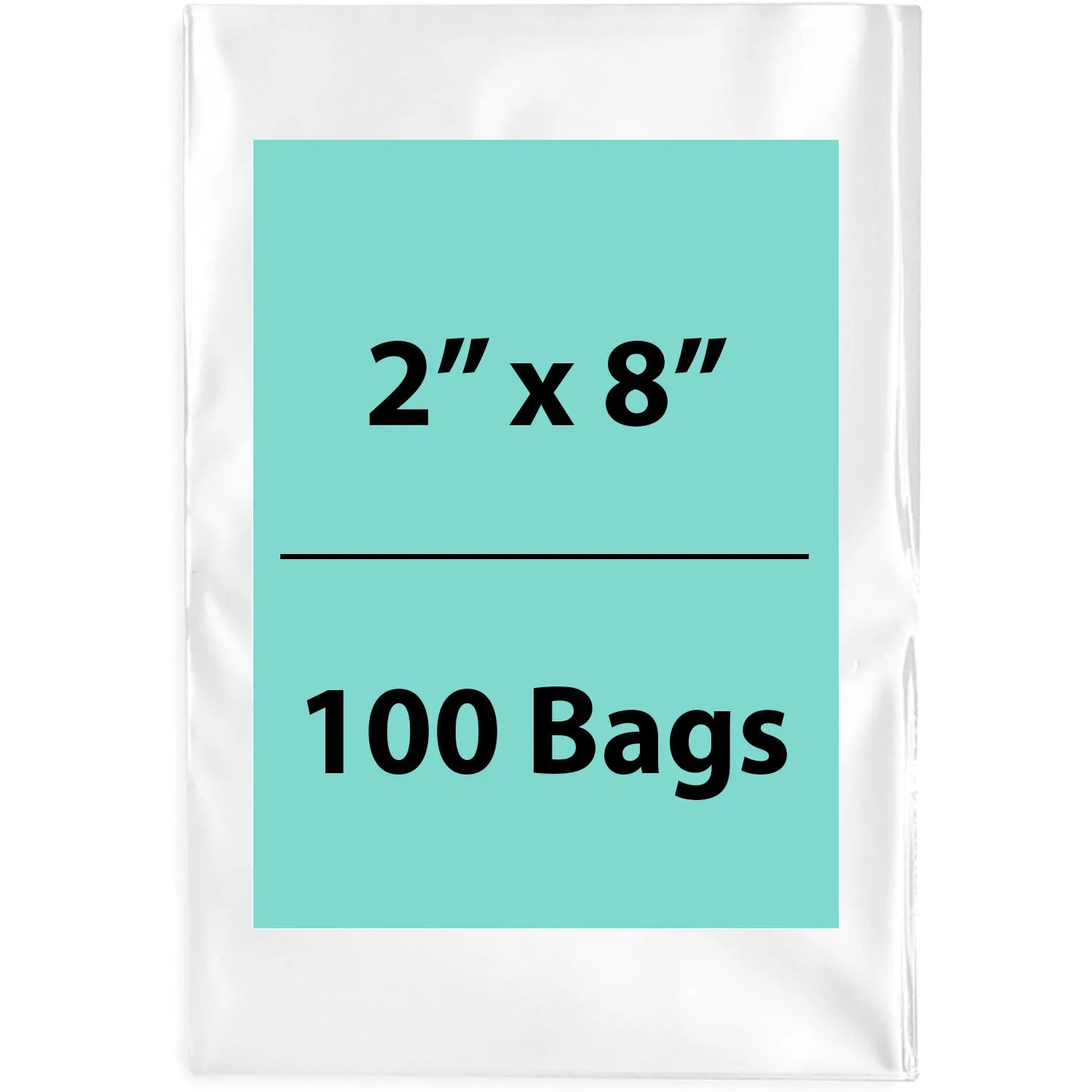2X8 inches Clear Flat Poly Bags 1.5Mil Open Top (LDPE)
