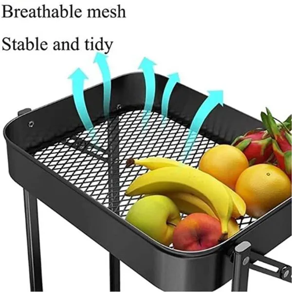 3-Layer Metal Foldable Storage Organizer Trolley with Wheels