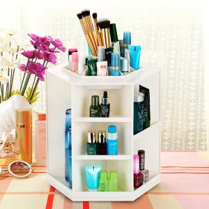 360 Degree Rotating Storage Box Case Plastic Cosmetic Jewelry Organizer Folding Makeup Storage Stand Holder