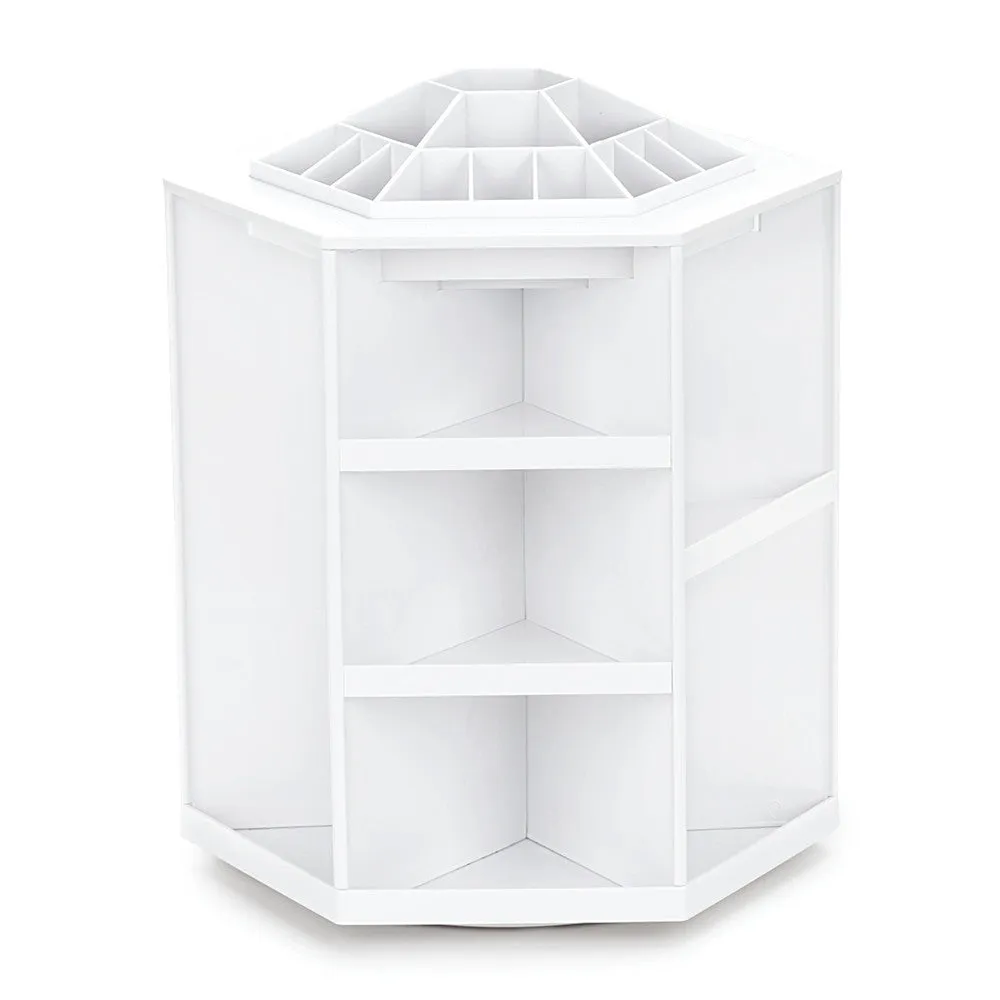 360 Degree Rotating Storage Box Case Plastic Cosmetic Jewelry Organizer Folding Makeup Storage Stand Holder