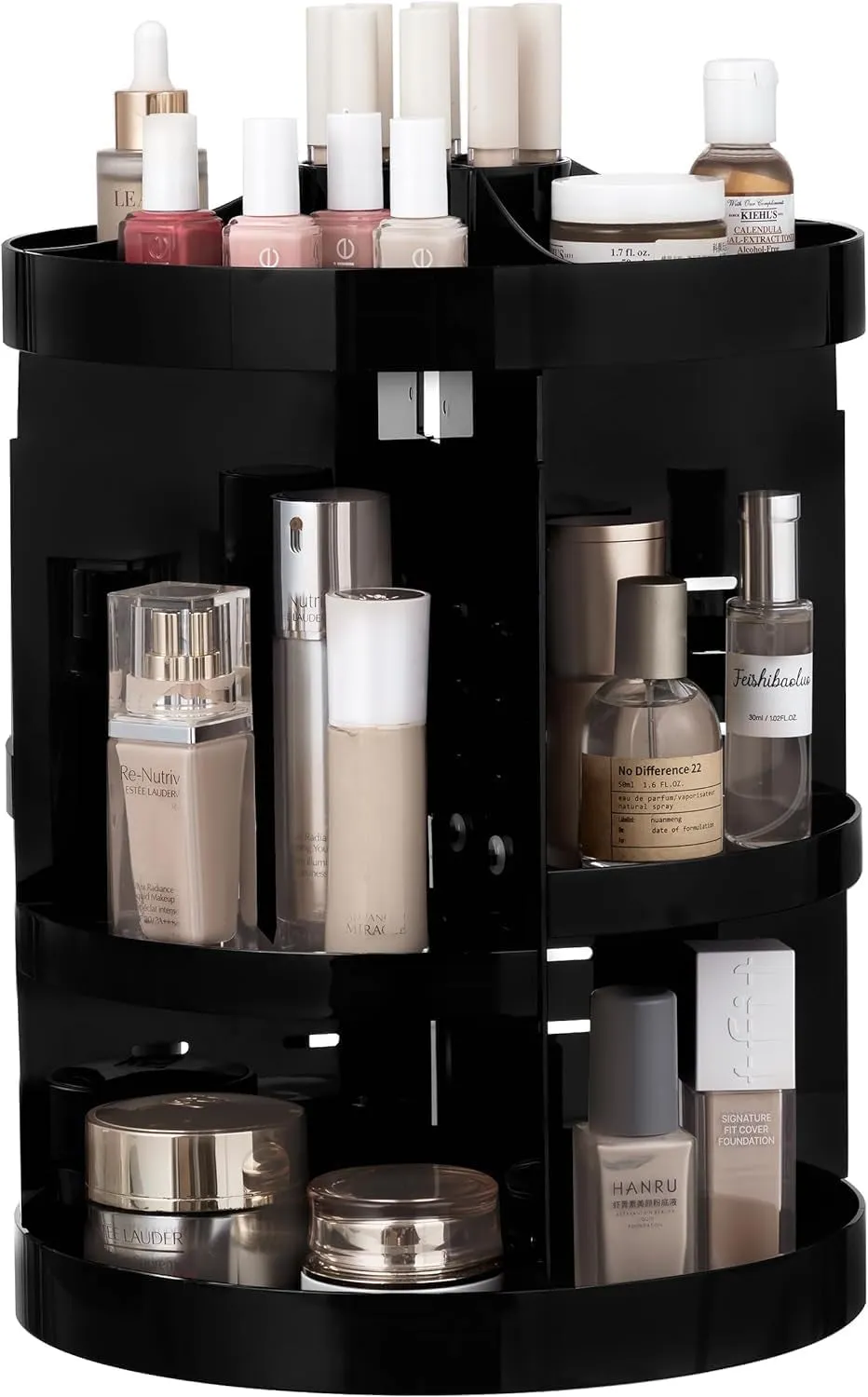 360 Rotating Makeup Organizer Adjustable Carousel Large Capacity Revolving Perfume Organizer Skincare Organizers Cosmetic Storage Spinning Holder for Vanity, Clear
