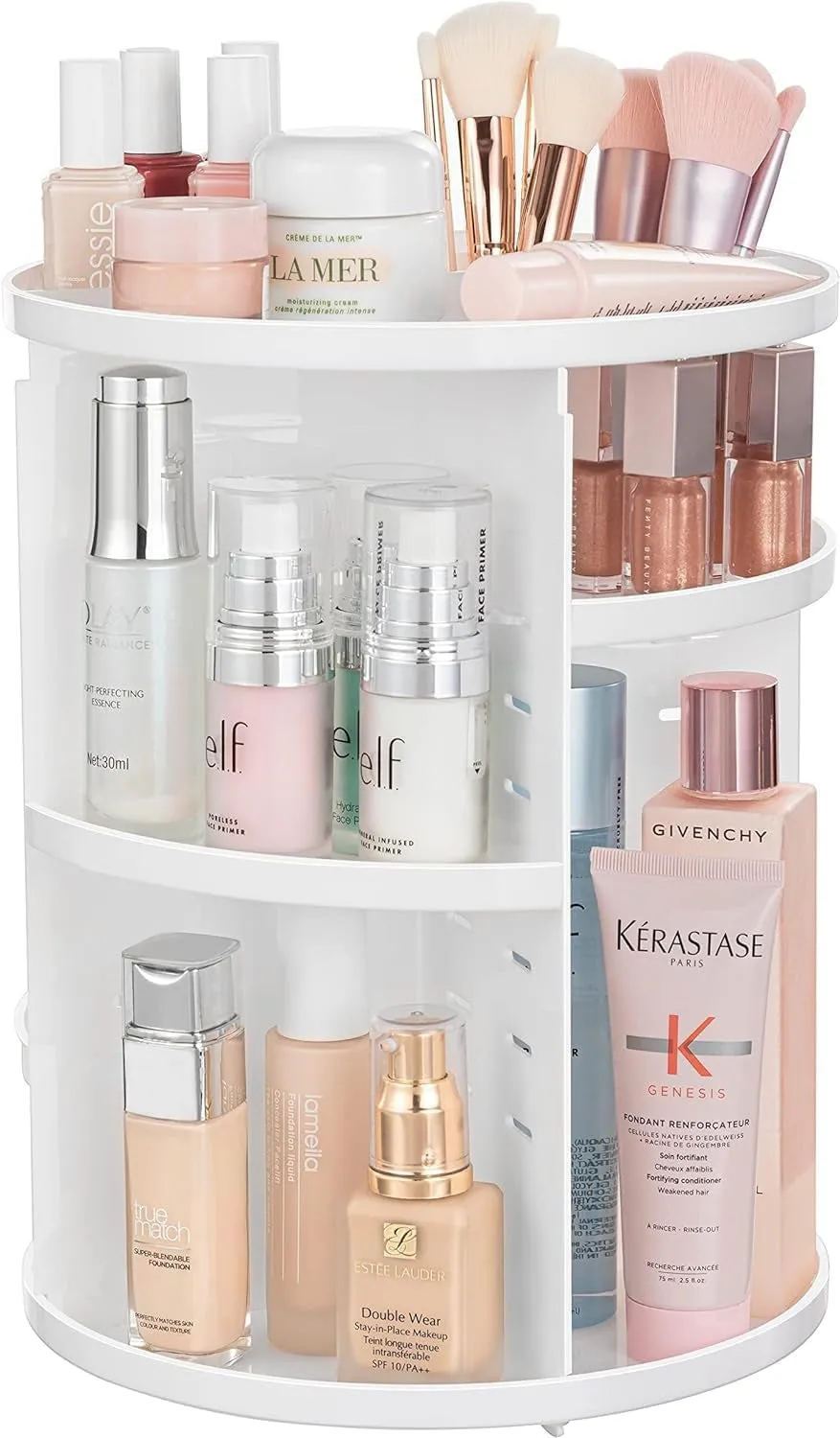 360 Rotating Makeup Organizer Adjustable Carousel Large Capacity Revolving Perfume Organizer Skincare Organizers Cosmetic Storage Spinning Holder for Vanity, Clear