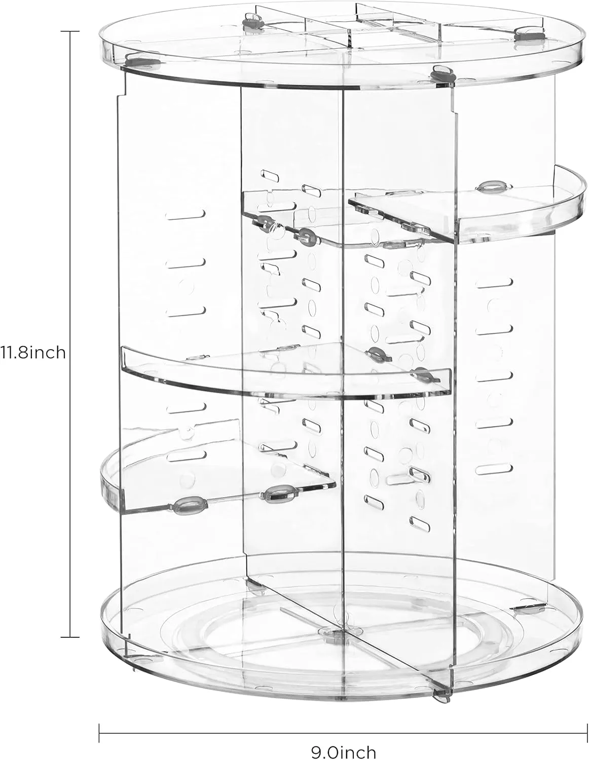 360 Rotating Makeup Organizer Adjustable Carousel Large Capacity Revolving Perfume Organizer Skincare Organizers Cosmetic Storage Spinning Holder for Vanity, Clear