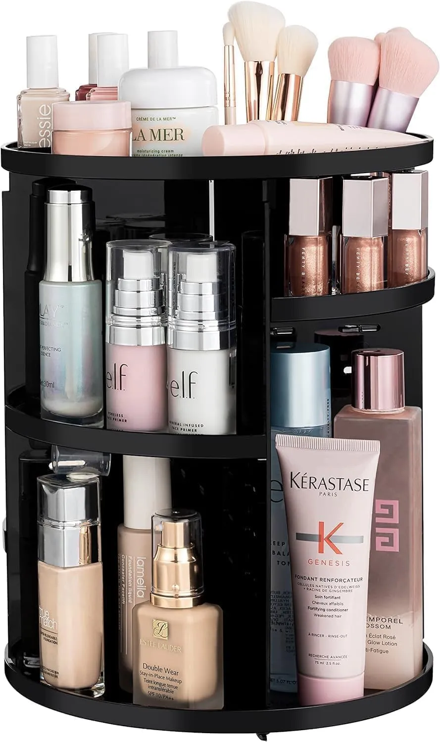 360 Rotating Makeup Organizer Adjustable Carousel Large Capacity Revolving Perfume Organizer Skincare Organizers Cosmetic Storage Spinning Holder for Vanity, Clear