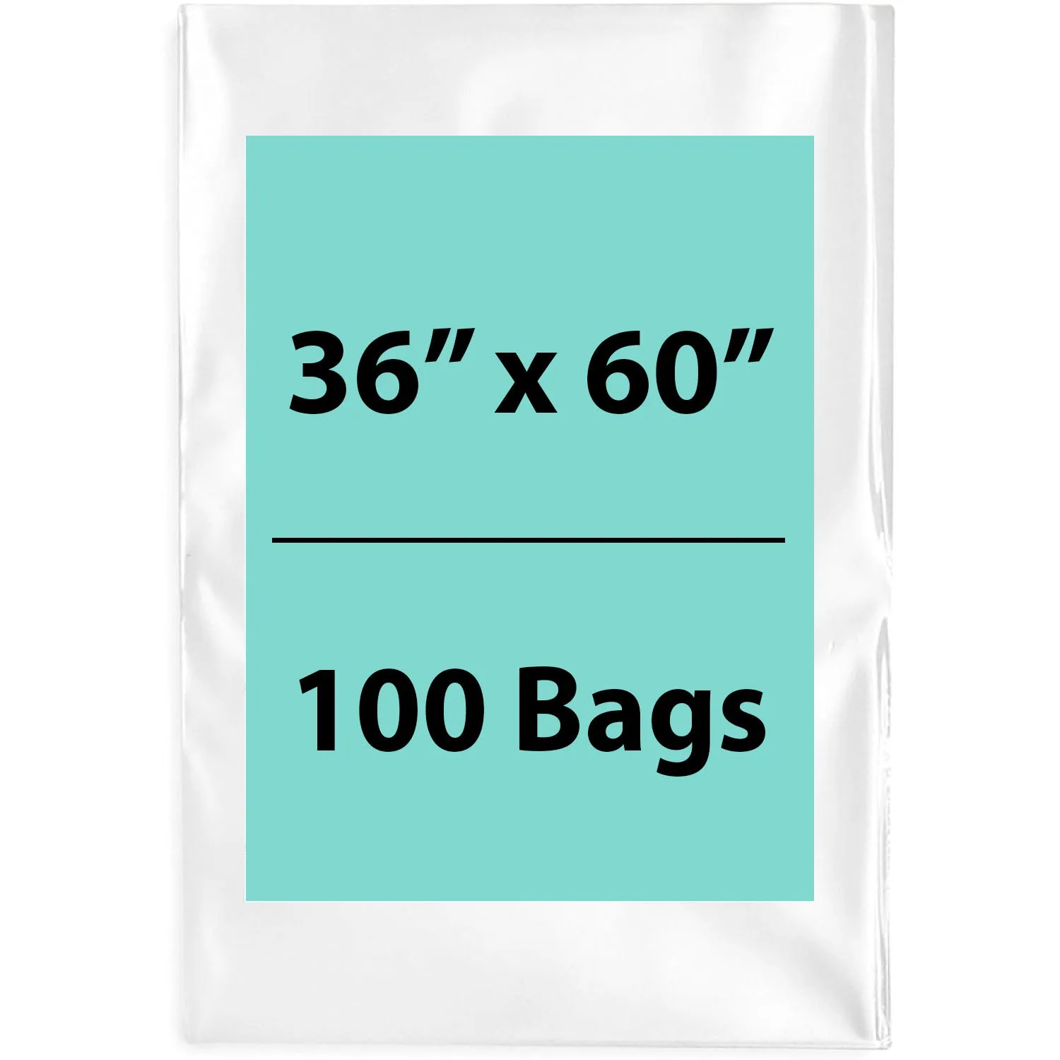 36X60 inches Clear Flat Poly Bags 1.5Mil Open Top (LDPE)