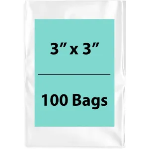 3X3 inches Clear Flat Poly Bags 1.25Mil Open Top (LDPE)
