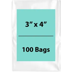 3X4 inches Clear Flat Poly Bags 6Mil Open Top (LDPE)