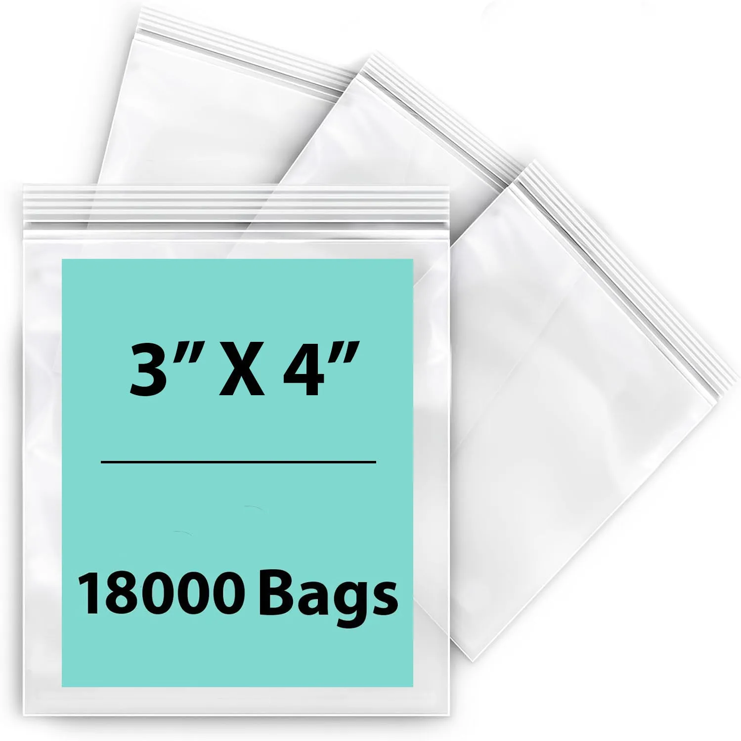 3X4 inches Reclosable Single Line Zipper Poly Bags 2 Mil (LDPE)