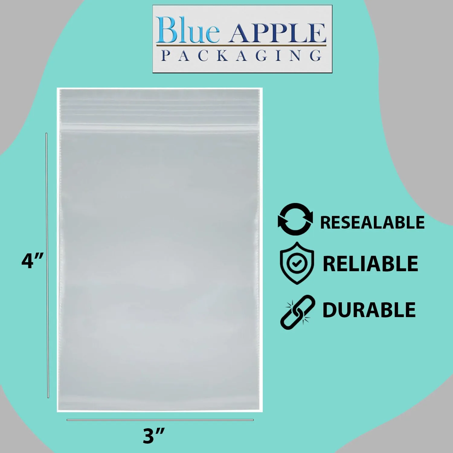 3X4 inches Reclosable Single Line Zipper Poly Bags 2 Mil (LDPE)