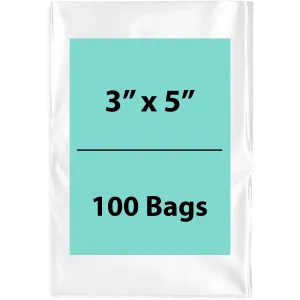 3X5 inches Clear Flat Poly Bags 2Mil Open Top (LDPE)