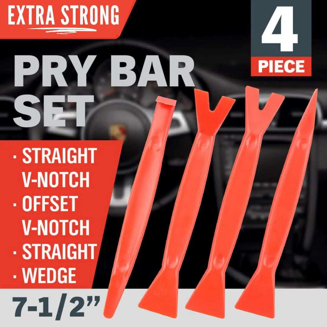 4 Piece Pry Bar Set | Plastic Trim Automotive Moulding Removal Tool