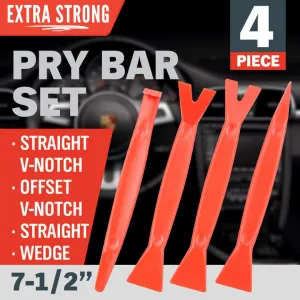 4 Piece Pry Bar Set | Plastic Trim Automotive Moulding Removal Tool
