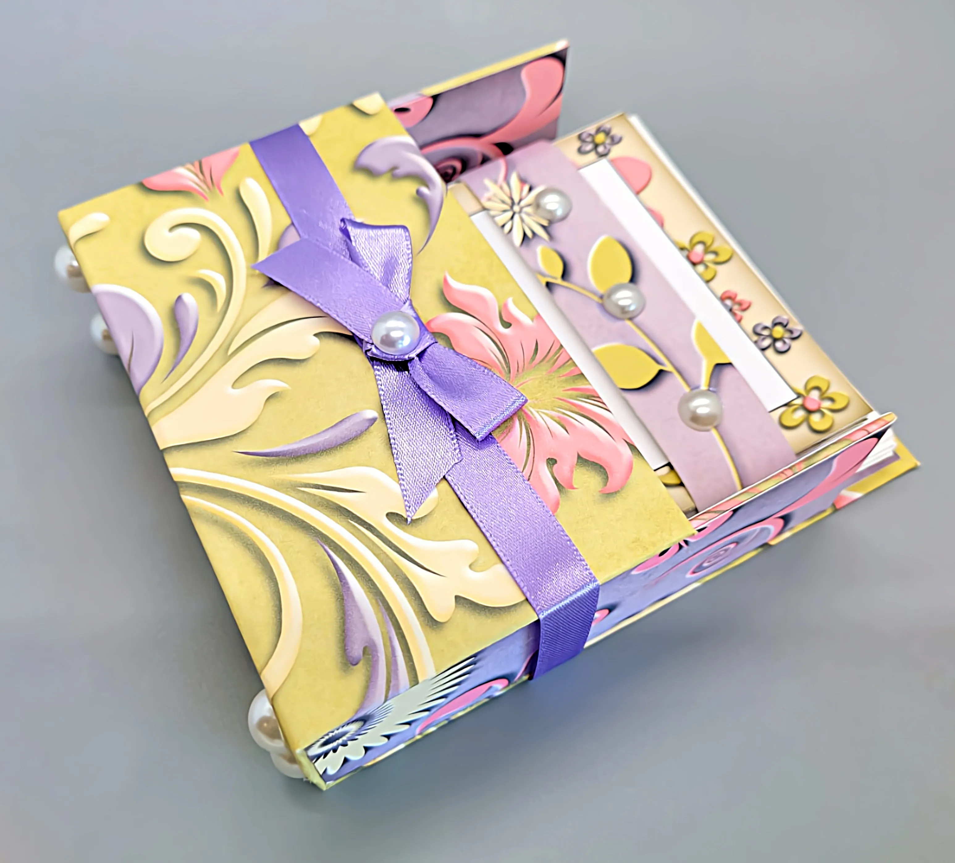 42-Pc Stationery Gift Box Set w/Reusable Desktop Organizer Box and Gold Pen - Pink, Purple, Ivory