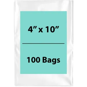 4X10 inches Clear Flat Poly Bags 4Mil Open Top (LDPE)
