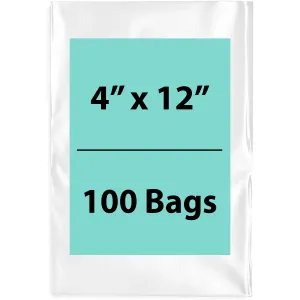 4X12 inches Clear Flat Poly Bags 1.5Mil Open Top (LDPE)