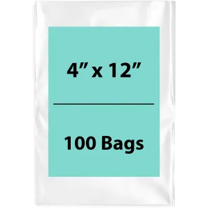 4X12 inches Clear Flat Poly Bags 4Mil Open Top (LDPE)