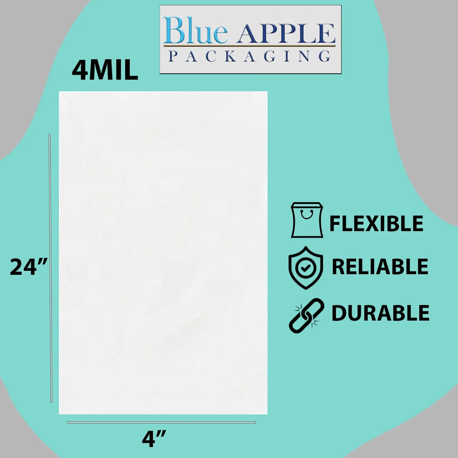 4X24 inches Clear Flat Poly Bags 4Mil Open Top (LDPE)
