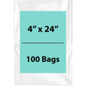 4X24 inches Clear Flat Poly Bags 4Mil Open Top (LDPE)