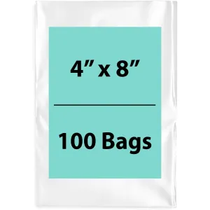 4X8 inches Clear Flat Poly Bags 1.5Mil Open Top (LDPE)