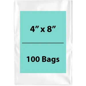 4X8 inches Clear Flat Poly Bags 4Mil Open Top (LDPE)