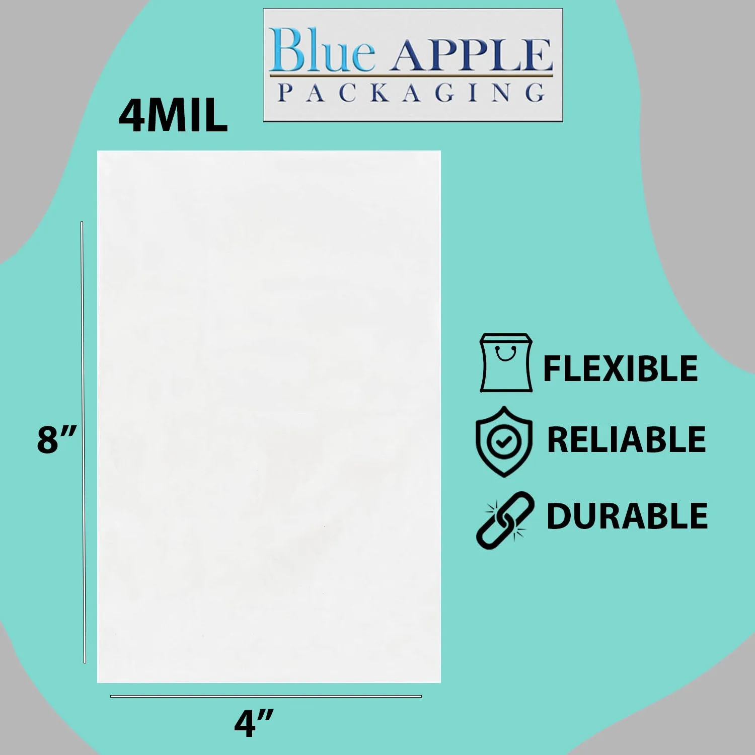 4X8 inches Clear Flat Poly Bags 4Mil Open Top (LDPE)