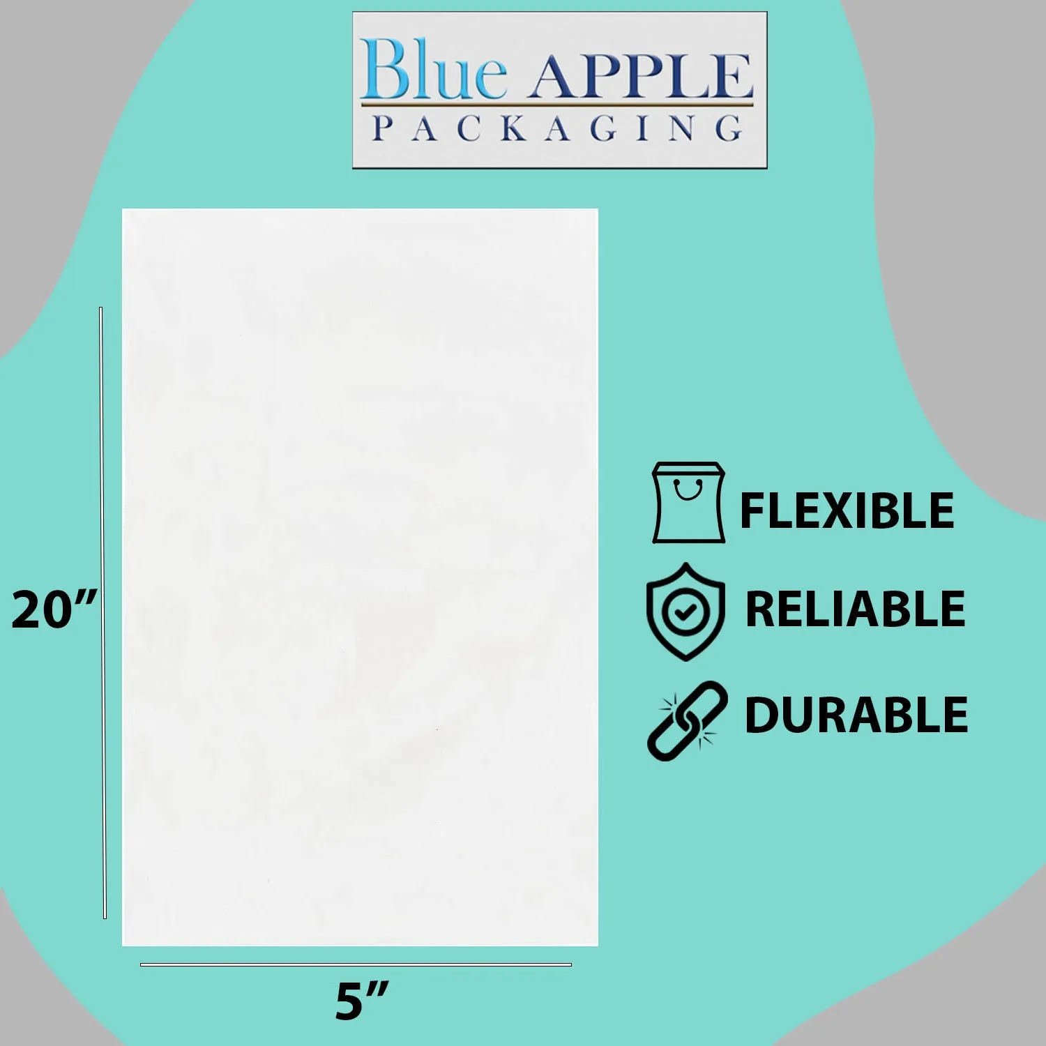 5X20 inches Clear Flat Poly Bags 1.5Mil Open Top (LDPE)