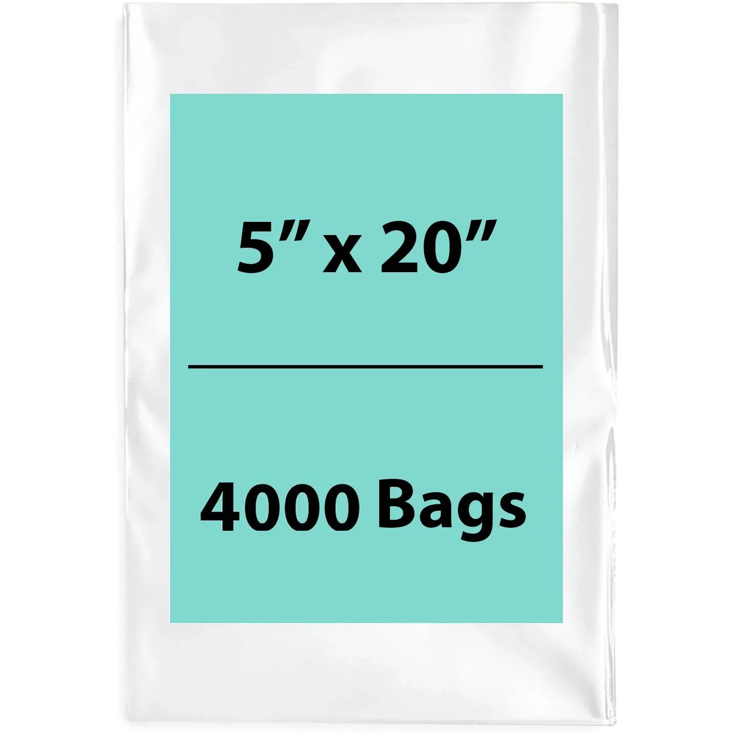 5X20 inches Clear Flat Poly Bags 1.5Mil Open Top (LDPE)