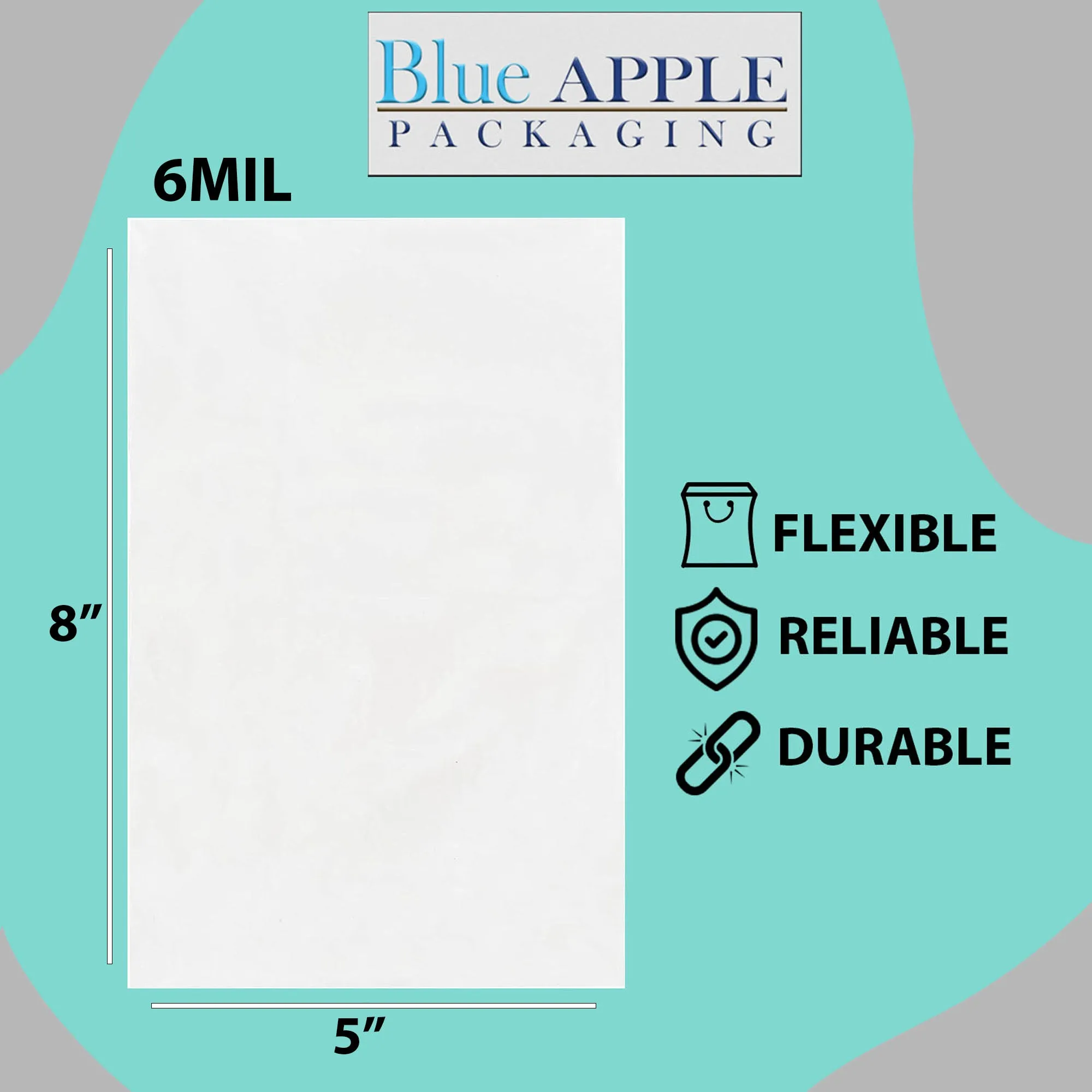 5X8 inches Clear Flat Poly Bags 6Mil Open Top (LDPE)