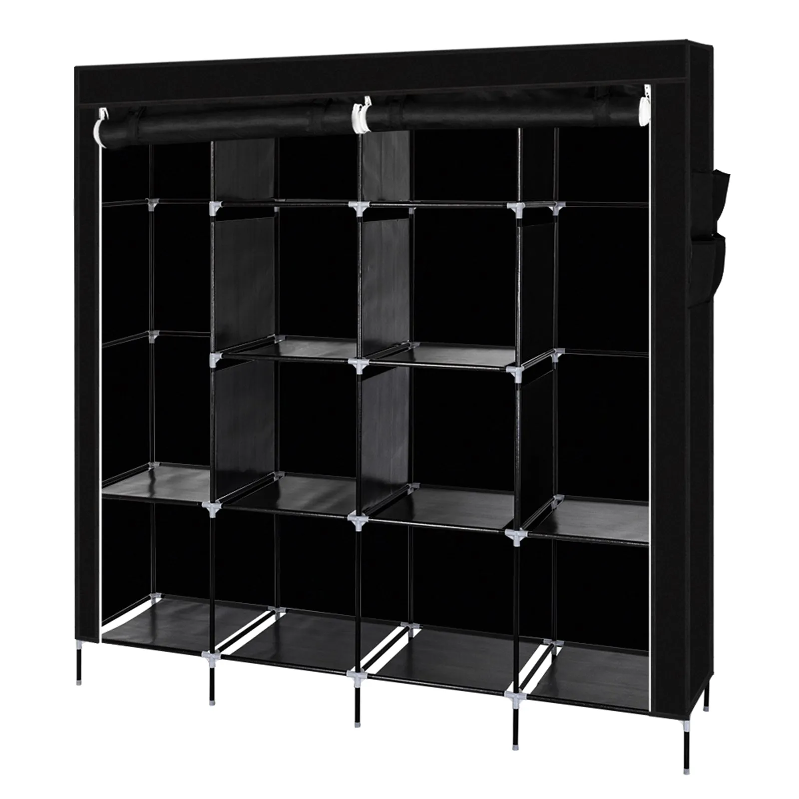 67" Portable Clothes Closet with 12 Shelves, Black
